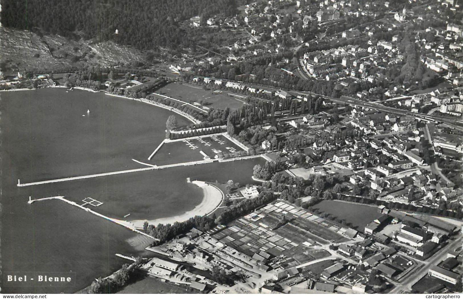 Postcard Switzerland Biel Bienne Aerial - Sonstige & Ohne Zuordnung