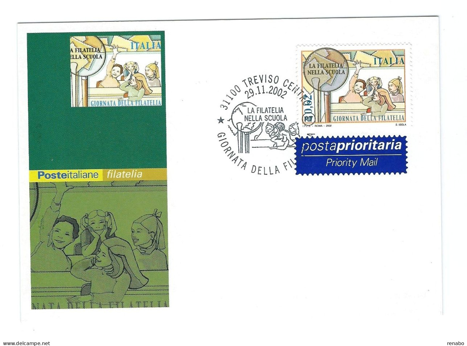 Italia 2002 ;" Giornata Della Filatelia " . Maximum Card E FDC Con Annullo Speciale A Treviso Centro. - Cartes-Maximum (CM)