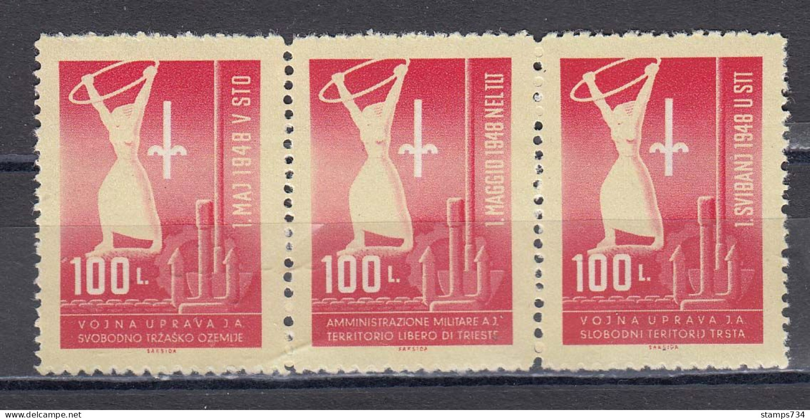 Triest B 1948 - 1. Mai - Labor Day, Mi-Nr. 1 I+II+III, MNH** - Neufs