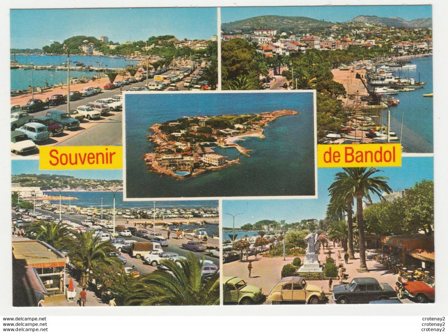 83 BANDOL En 5 Vues N°77.220 Citroën DS Cabriolet 2CV Camionnette Ami 6 Renault 4L Simca Aronde Break Landau VOIR DOS - Bandol