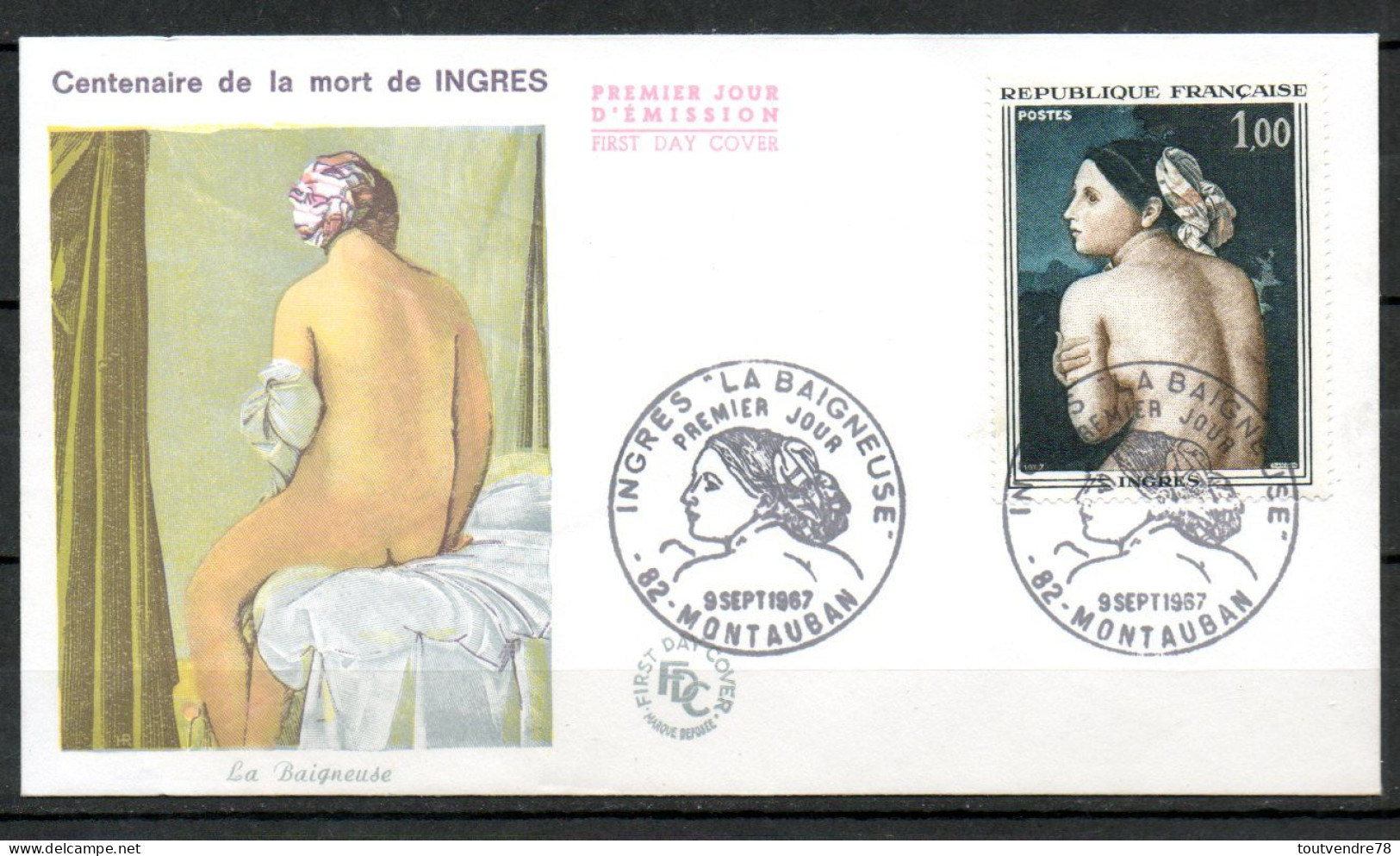 FDC82-01 : Dept 82 (Tarn Et Garonne) La Baigneuse INGRES 1967 MONTAUBAN - 1960-1969