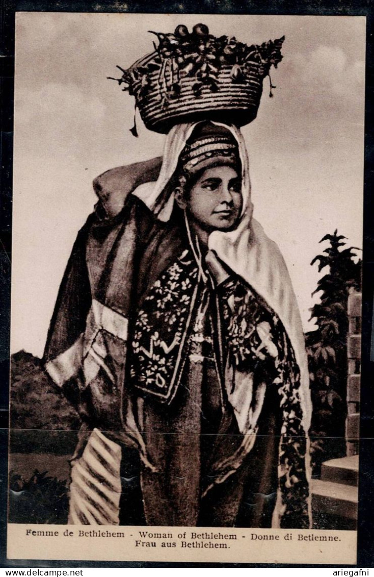 PALEASTINE 1936 POSTCARD WOMAN OF BETHLEHEM SENT IN 26/2/36 FROM TIBERIES WITH STAMP SKELETON VF!! - Palestina