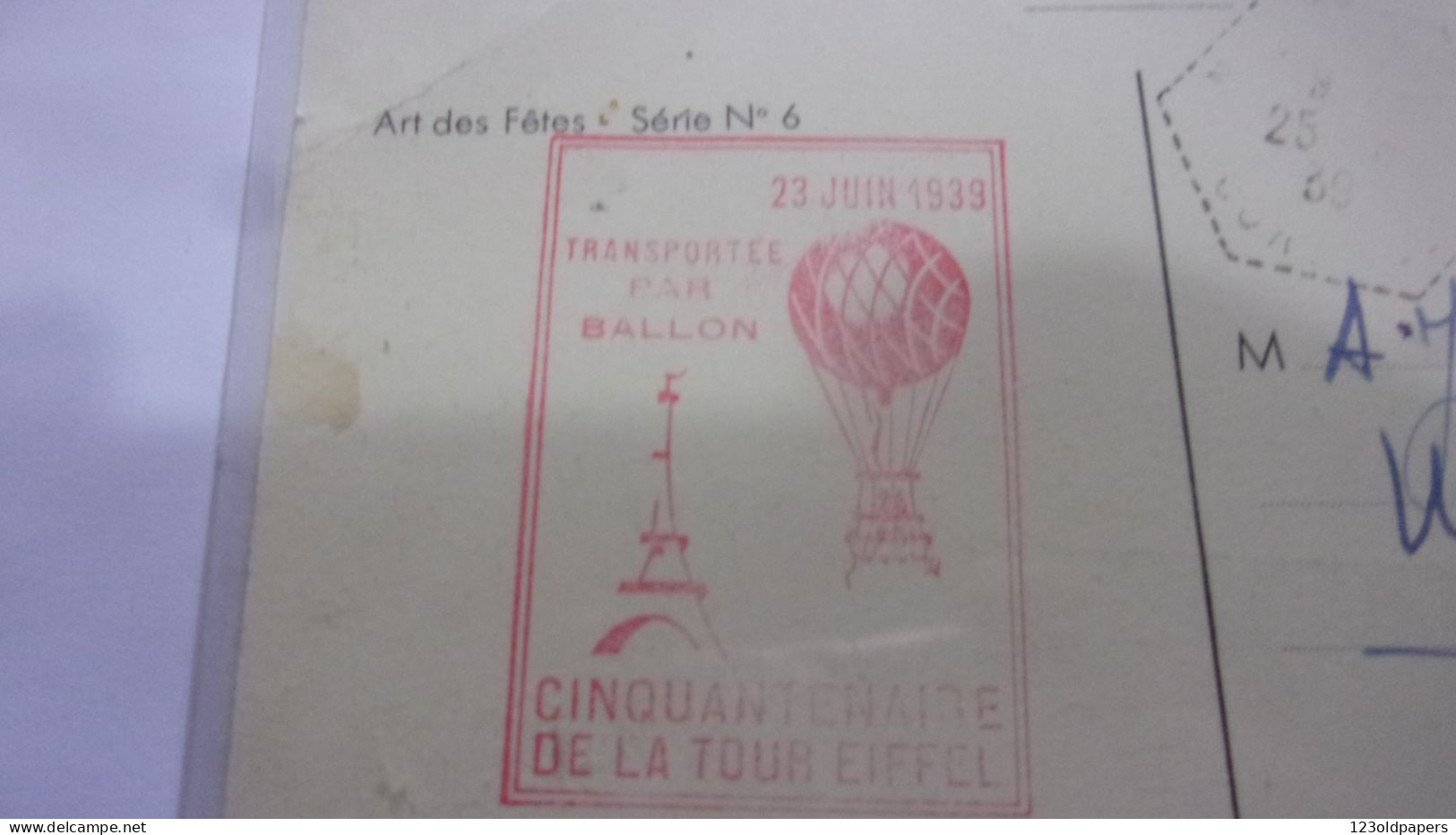 CARTE MAXIMUM TOUR EIFFEL CACHET ARTS ET FETES 1939 TRANSPORTEE  PAR BALLON - 1930-1939