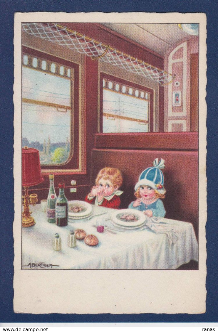 CPA Bertiglia Enfants Illustrateur Italien Art Déco écrite CGM 2614 Train - Bertiglia, A.