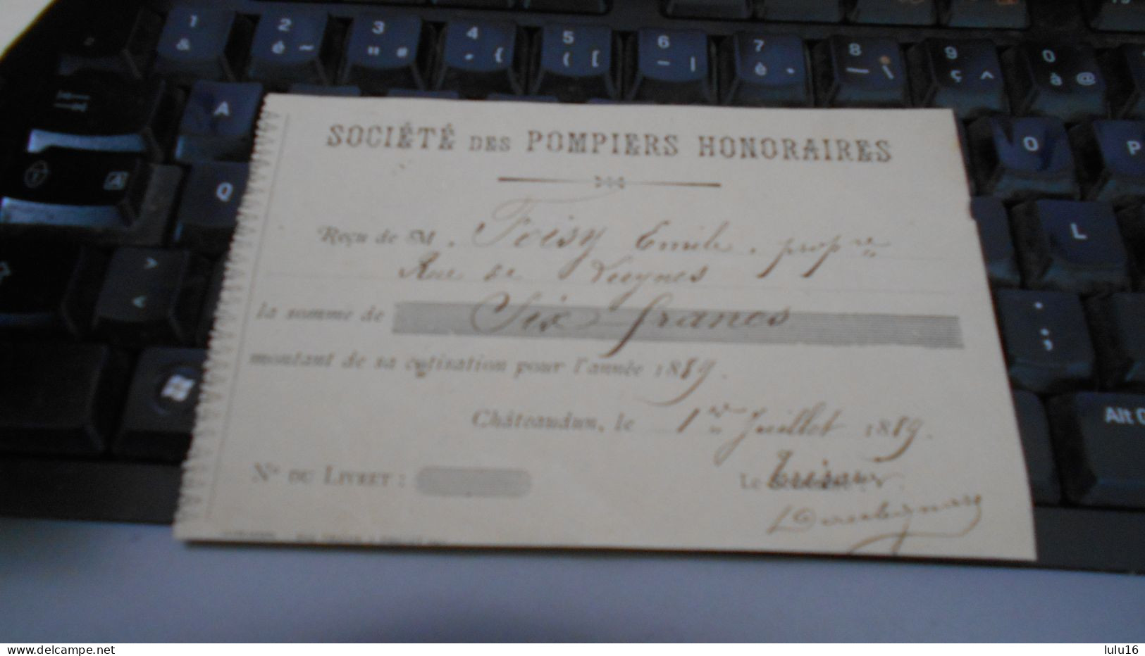 CHATEAUDUN EURE ET LOIR SOCIETE DES POMPIERS HONORAIRES 1889 - 1800 – 1899