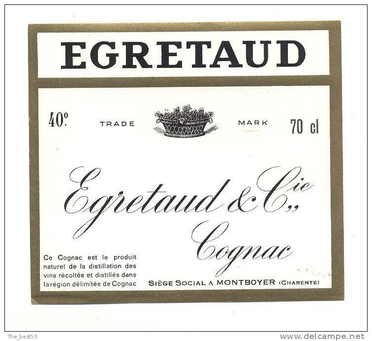 Etiquette De  Cognac    -   Egretaud - Andere & Zonder Classificatie