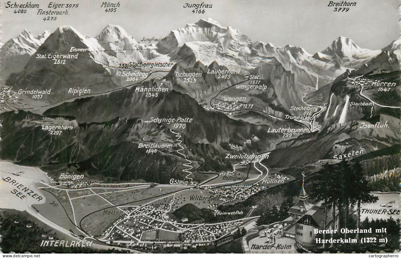 Postcard Switzerland Berner Oberland Mit Harderkulm - Berna