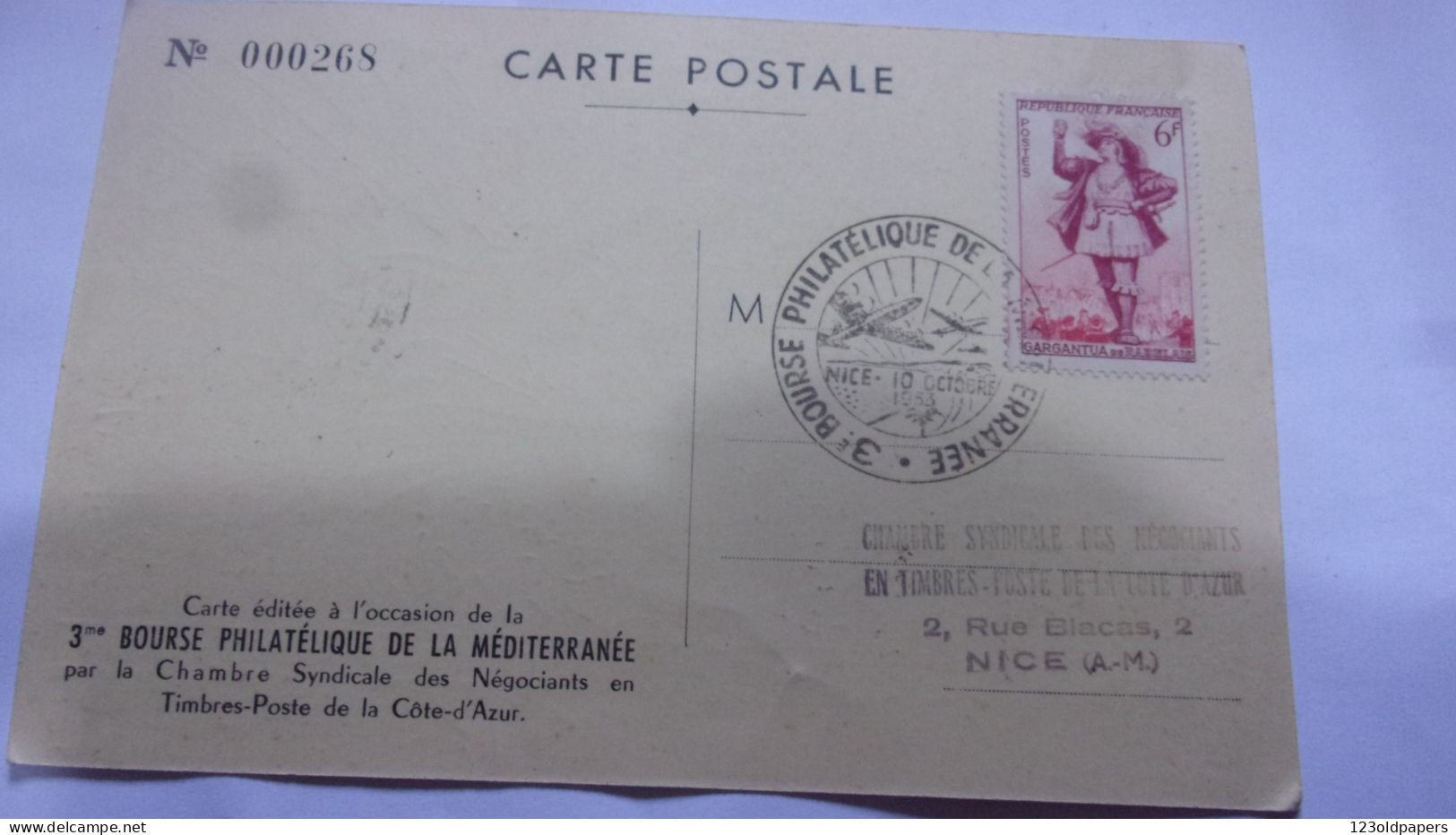 Alpes Maritimes - Nice - 3e Bourse Philatélique De La Méditerranée - Premier Port Aérien 1953 - Luchtvaart - Luchthaven