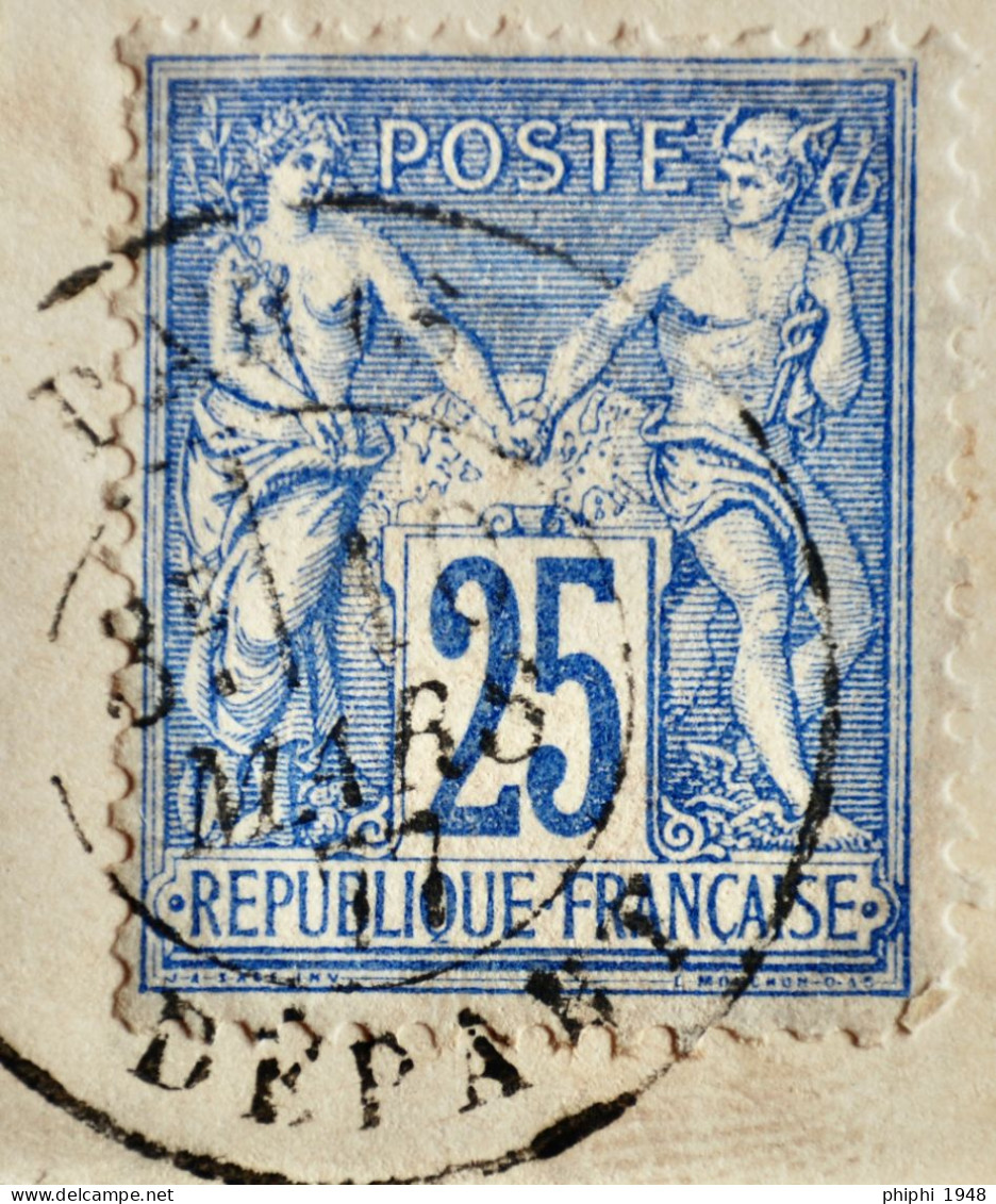 -Sage N°78 Type Ll Ob: PARIS DEPART 1877 ( Fragment.) - 1876-1898 Sage (Tipo II)