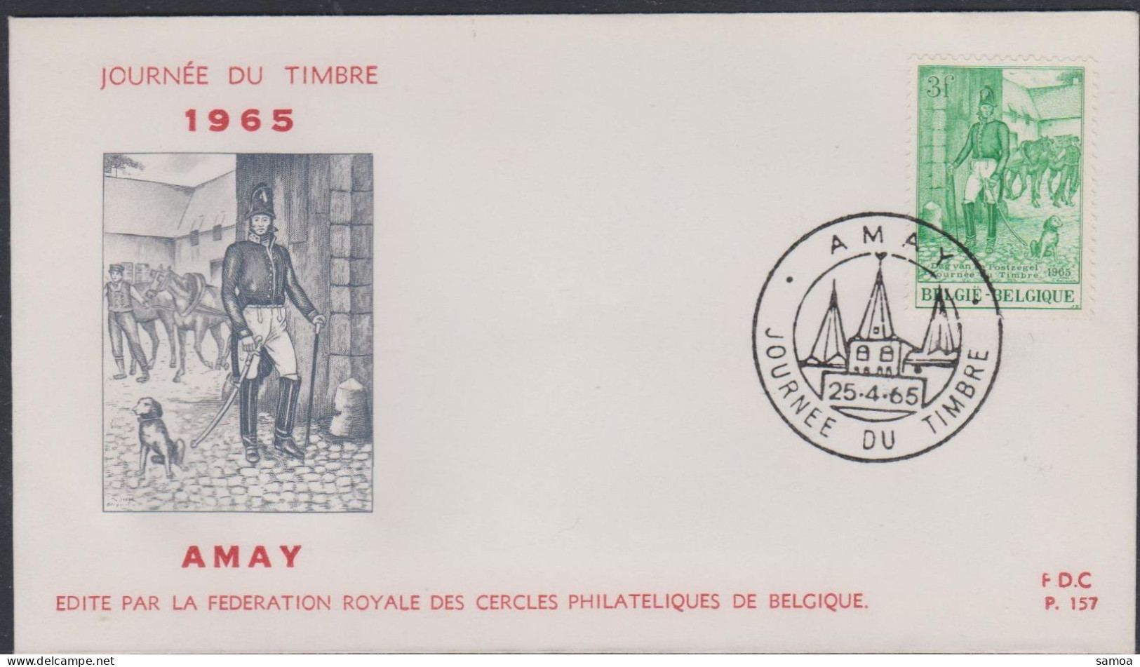 Belgique FDC 1965 1328 Journée Du Timbre Postes Chevaux Amay  - 1961-1970
