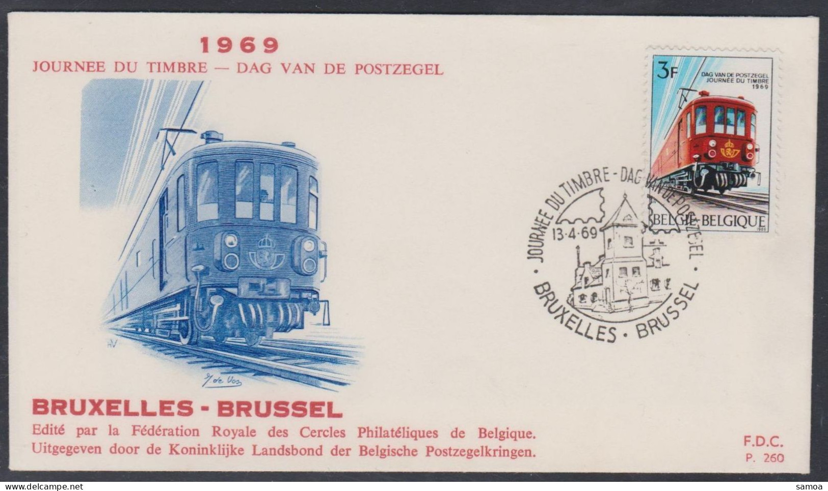Belgique FDC 1969 1488 Journée Du Timbre Train Postal Bruxelles Brussel - 1961-1970