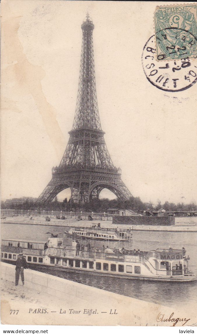 75 PARIS 7e - La Tour Eiffel - Circulée 1907 - Tour Eiffel