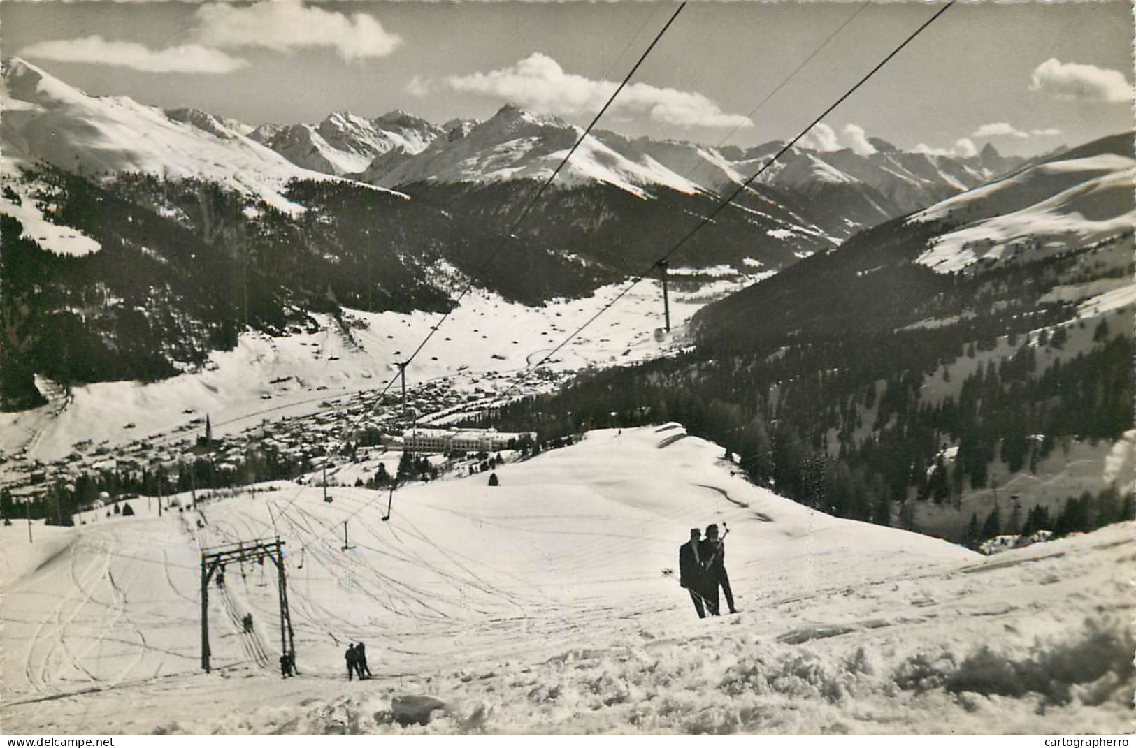 Postcard Switzerland Davos Strela Skilift - Altri & Non Classificati