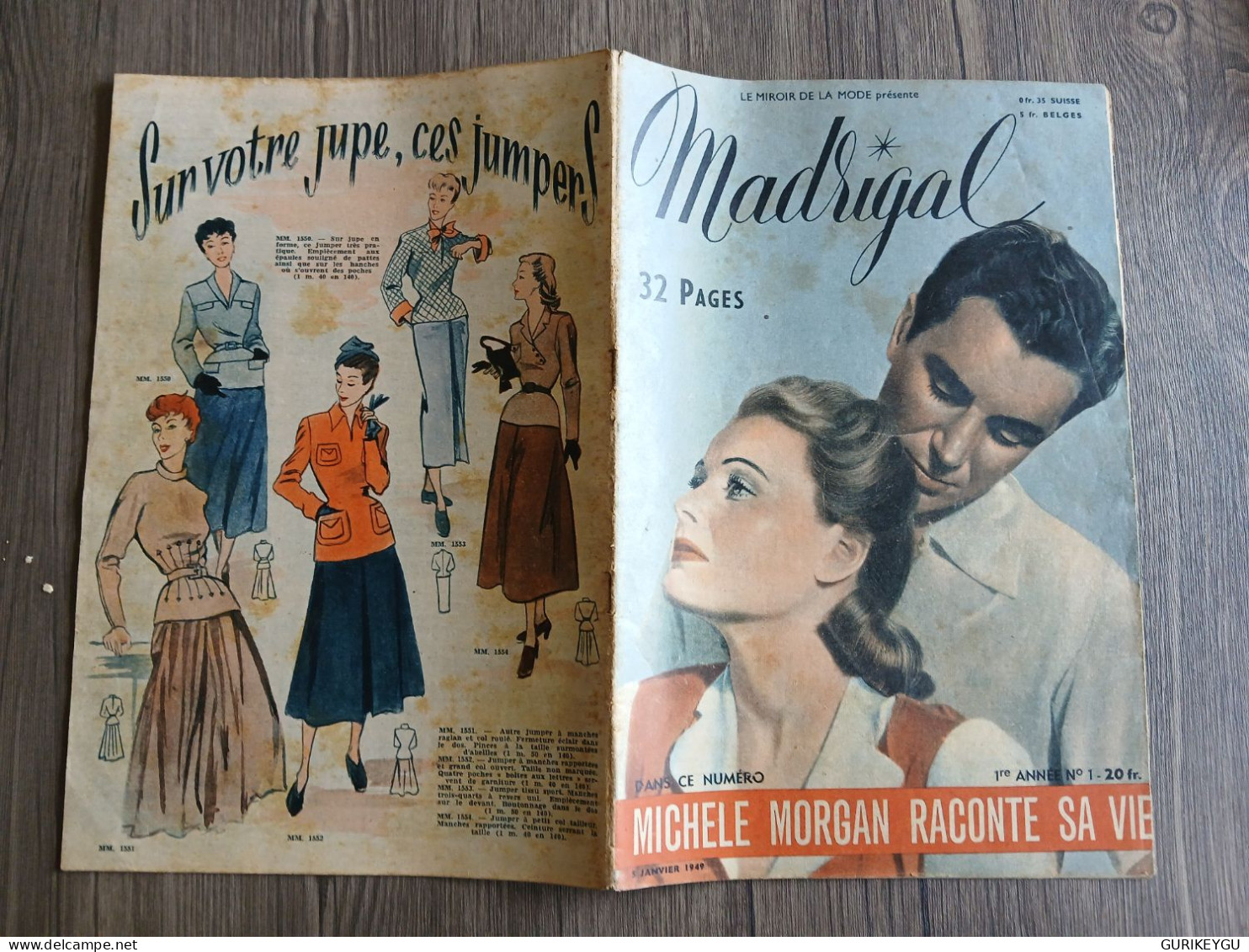 RARISSIME Revue Magazine MODE DE PARIS MADRIGAL N° 1 Lingerie 1ér Année MICHELE MORGAN HENRI VIDAL 05/01/1949 TBE - Non Classés