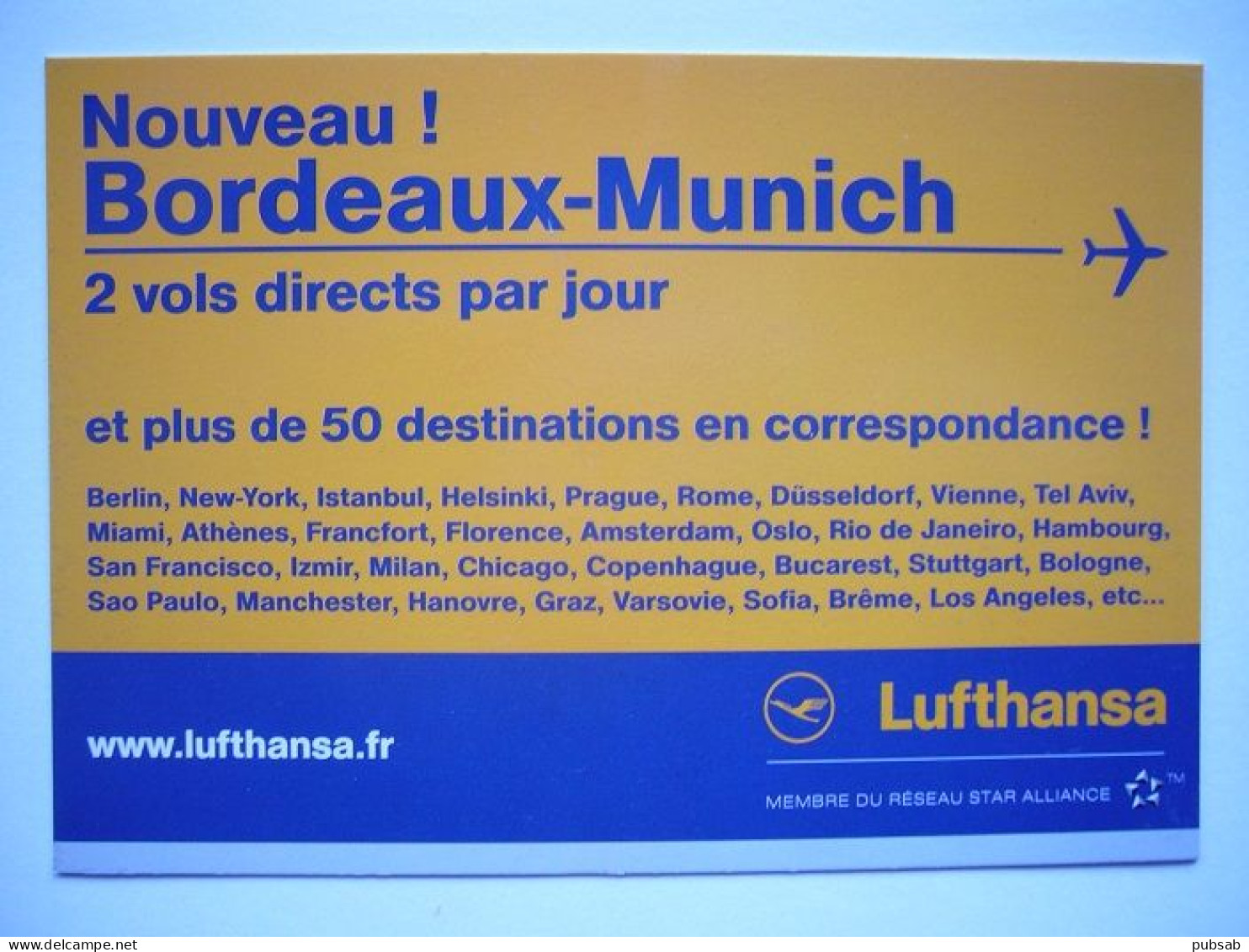 Avion / Airplane / LUFTHANSA / Nouveau ! Bordeaux - Munich / Airline Issue - 1946-....: Ere Moderne