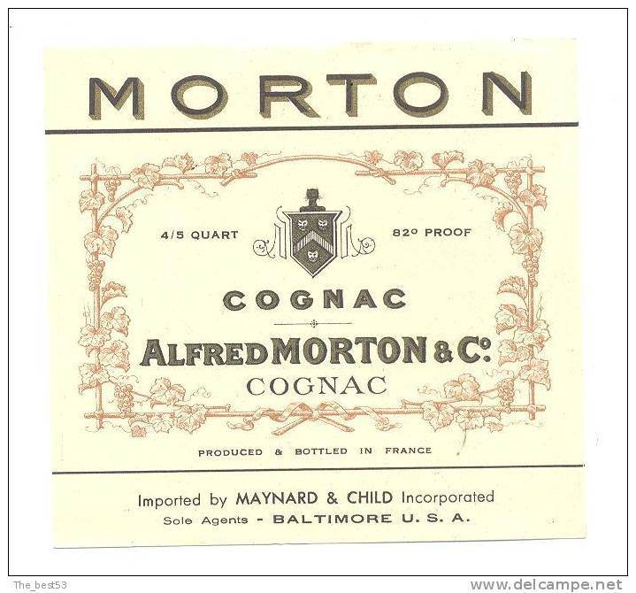 Etiquette De  Cognac   -  Morton - Andere & Zonder Classificatie
