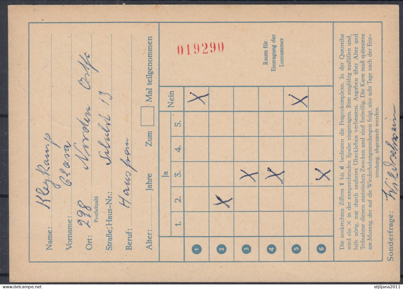 ⁕ Germany 1963 Deutsche BundesPost ⁕ FUNKLOTTERIE E.V.  2 Hamburg 1 ⁕ NORDEN Postmark ⁕ Stationery Postcard - Postkaarten - Gebruikt