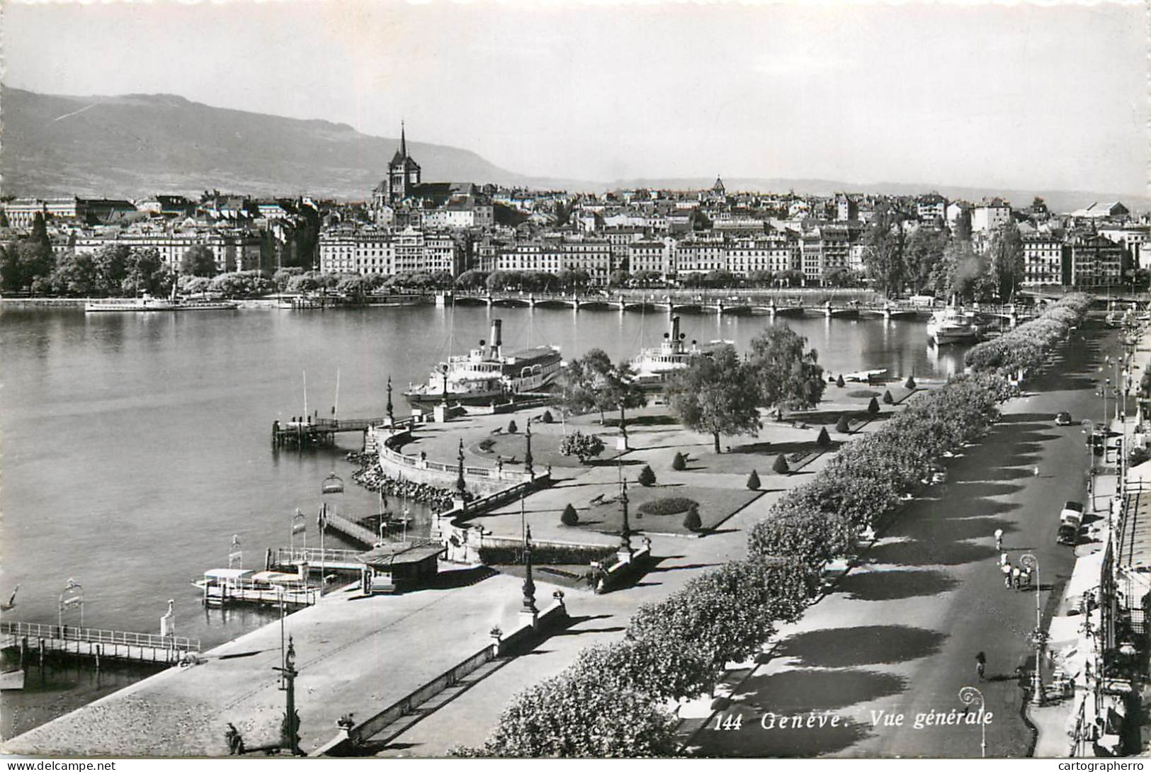 Postcard Switzerland Genève Harbour Paddle Steamer - Genève