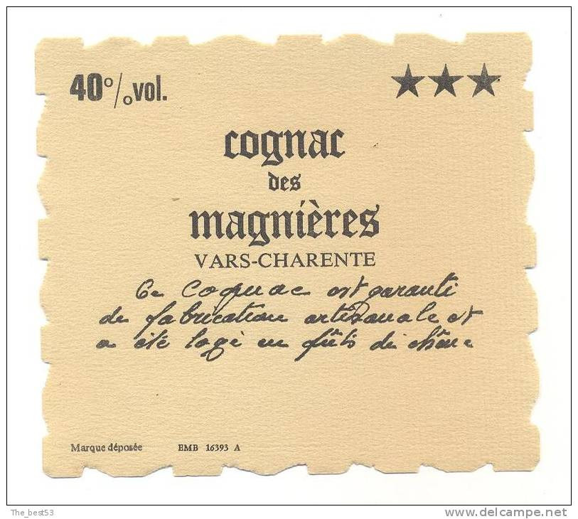 Etiquette  De  Cognac   - Des Magnières - Altri & Non Classificati