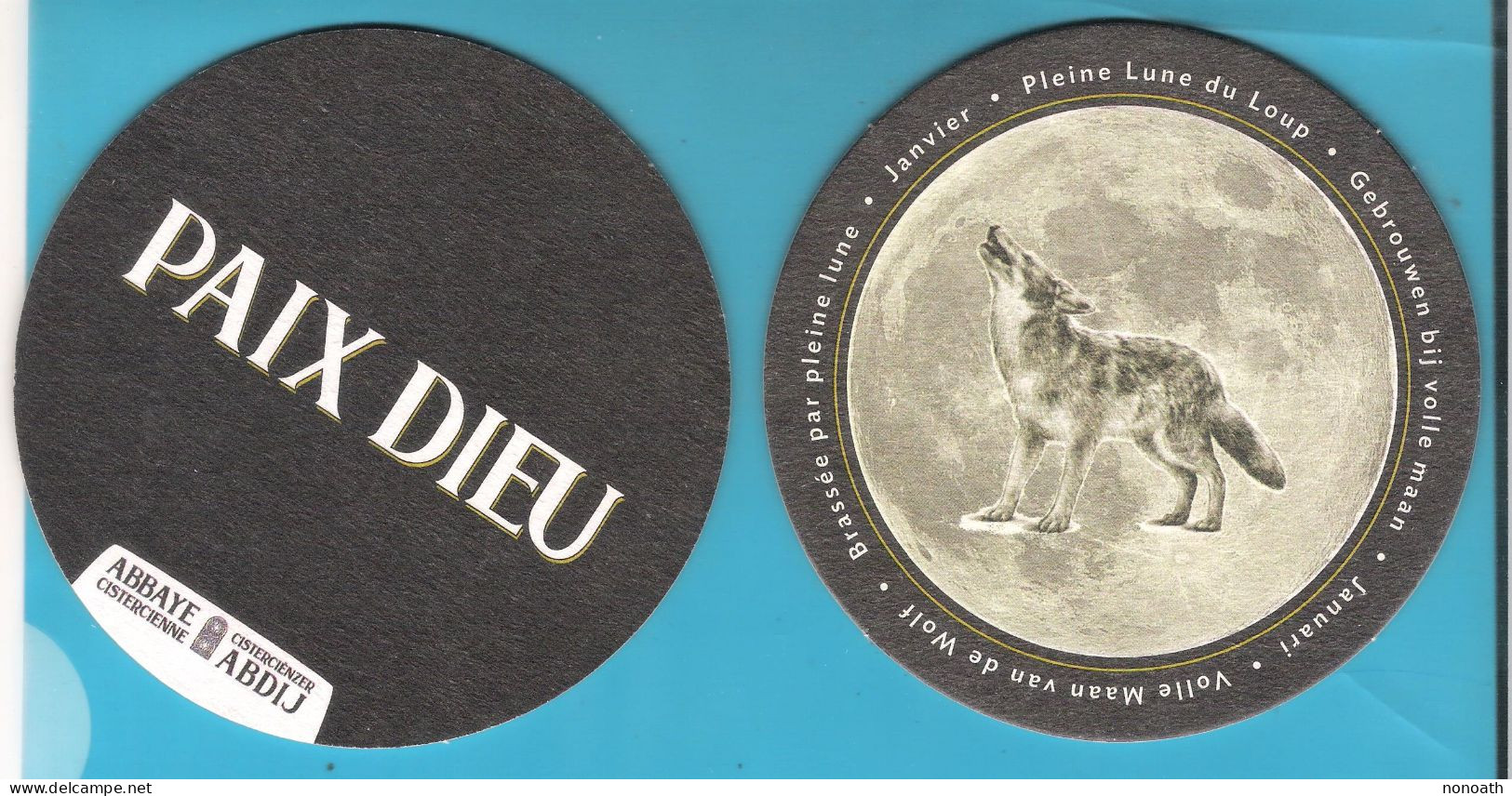 Sous Bock Paix Dieu "Pleine Lune Du Loup" Brie Caulier Bonsecours Recto Verso - Bierdeckel