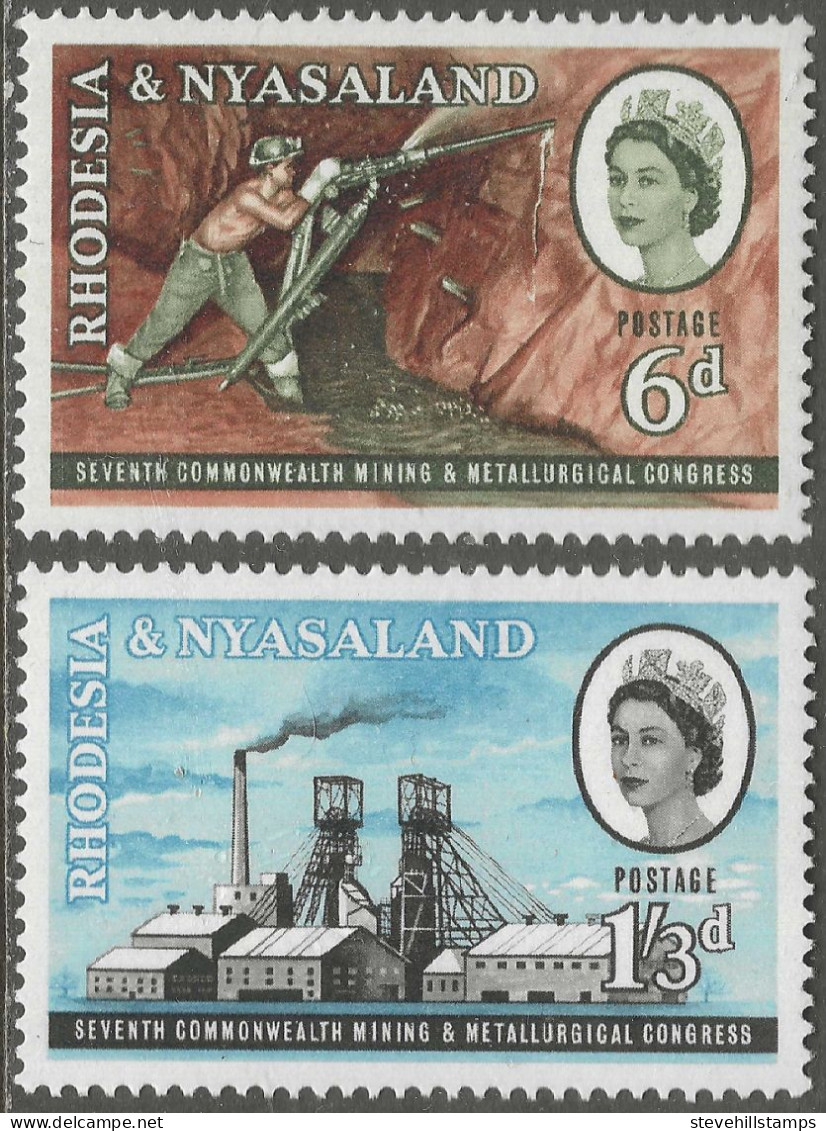 Rhodesia And Nyasaland. 1961 Seventh Commonwealth Mining & Metallurgical Congress. MH Complete Set. SG 38-39. M5062 - Rhodesia & Nyasaland (1954-1963)