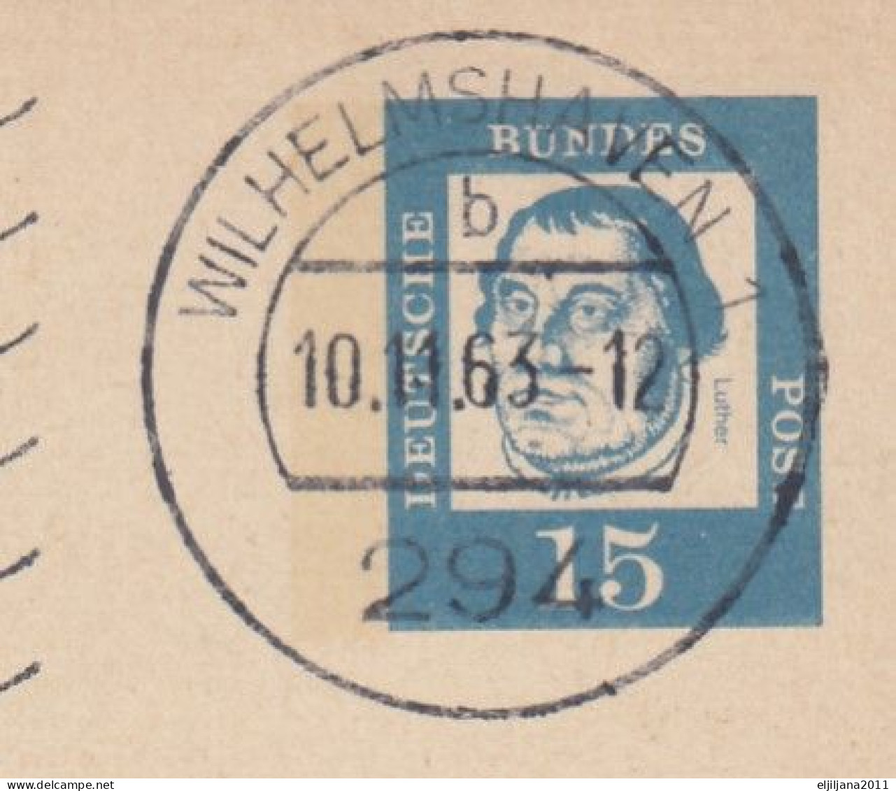 ⁕ Germany 1963 Deutsche BundesPost ⁕ FUNKLOTTERIE E.V.  2 Hamburg 1 ⁕ WILHELMSHAVEN Postmark ⁕ Stationery Postcard - Postkaarten - Gebruikt