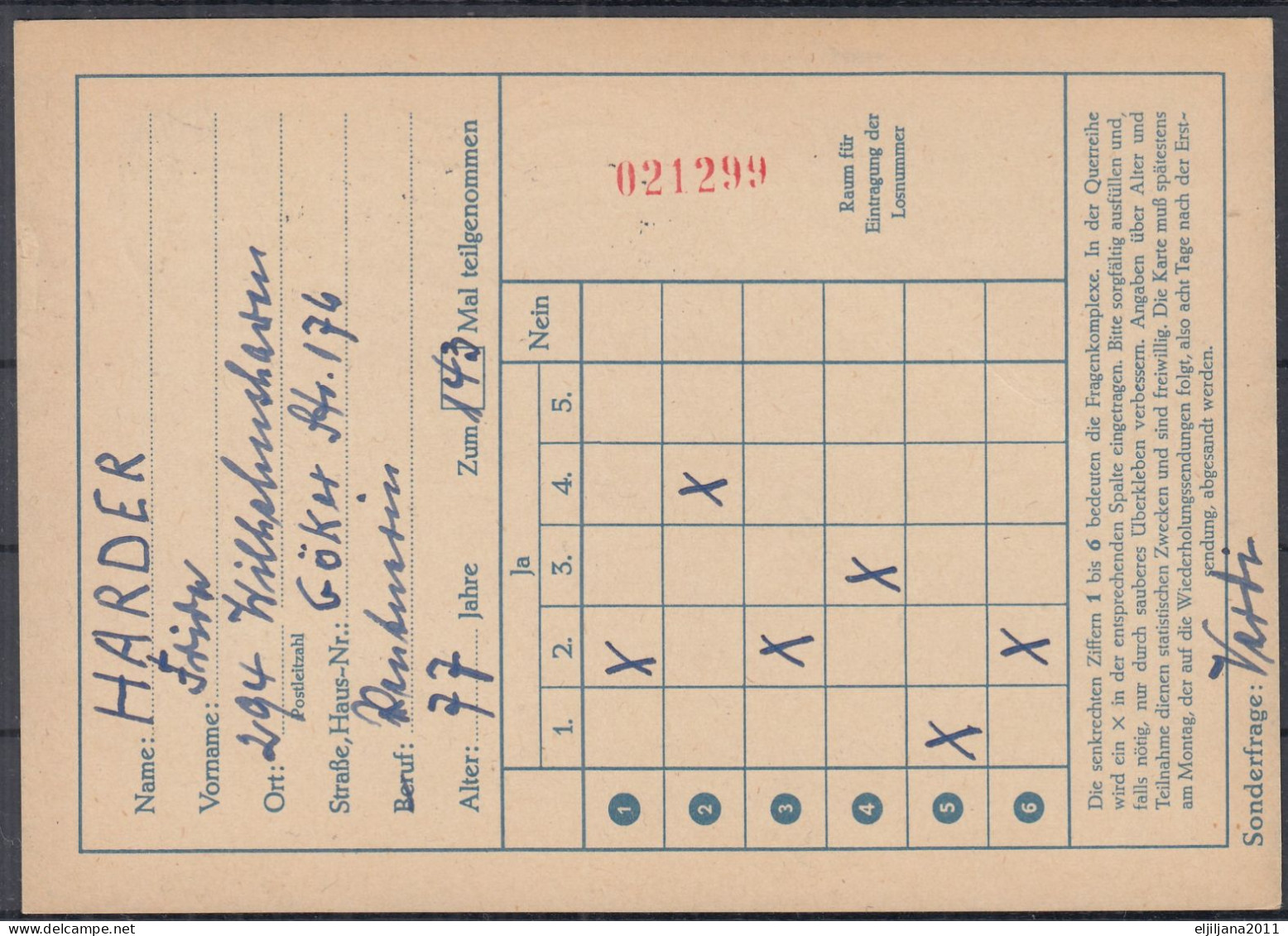 ⁕ Germany 1963 Deutsche BundesPost ⁕ FUNKLOTTERIE E.V.  2 Hamburg 1 ⁕ WILHELMSHAVEN Postmark ⁕ Stationery Postcard - Cartes Postales - Oblitérées