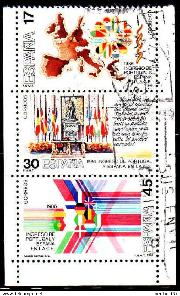 Espagne Poste Obl Yv:2445/2447 Ingreso De Portugal Y España En La C.E. (Belle Obl.mécanique) - Oblitérés