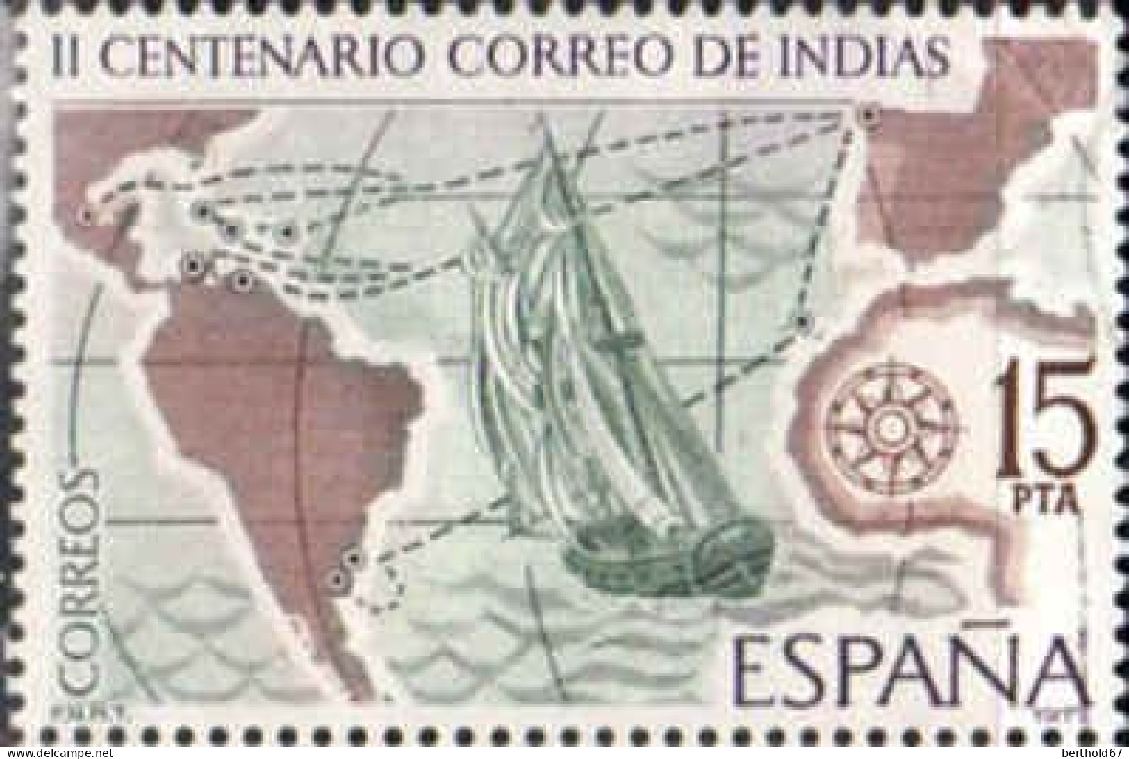Espagne Poste Obl Yv:2083 Mi:2330 II Centenario Correo De Indias Ed:2437 (Lign.Ondulées) - Gebraucht
