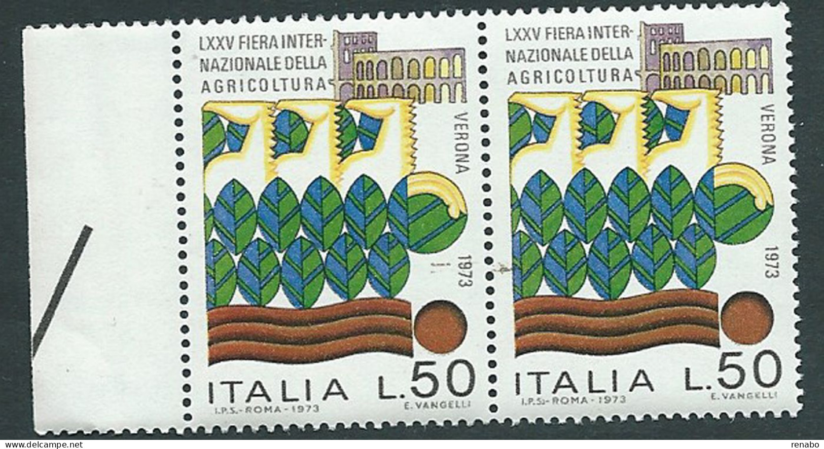 Italia 1973; Fiera Internazionale Dell'agricoltura A Verona. Coppia Con Bordo A Sinistra. - 1971-80: Neufs