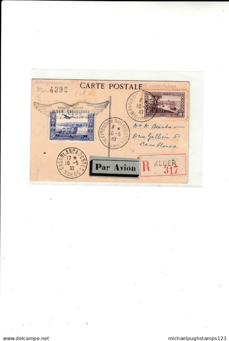 Algeria / Airmail / Registered Postcards / Moroco - Argelia (1962-...)