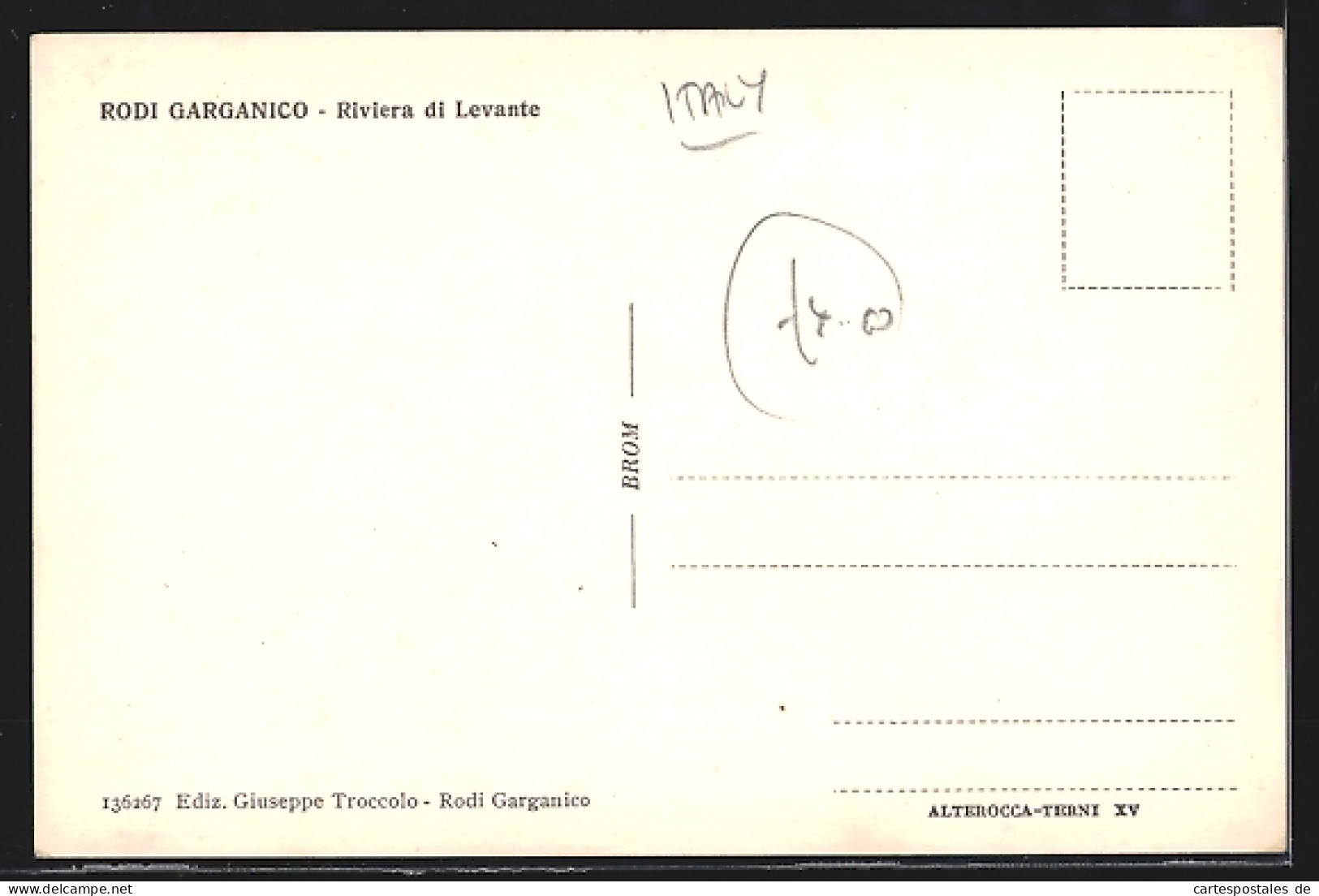 Cartolina Rodi Garganico, Riviera Di Levante  - Otros & Sin Clasificación