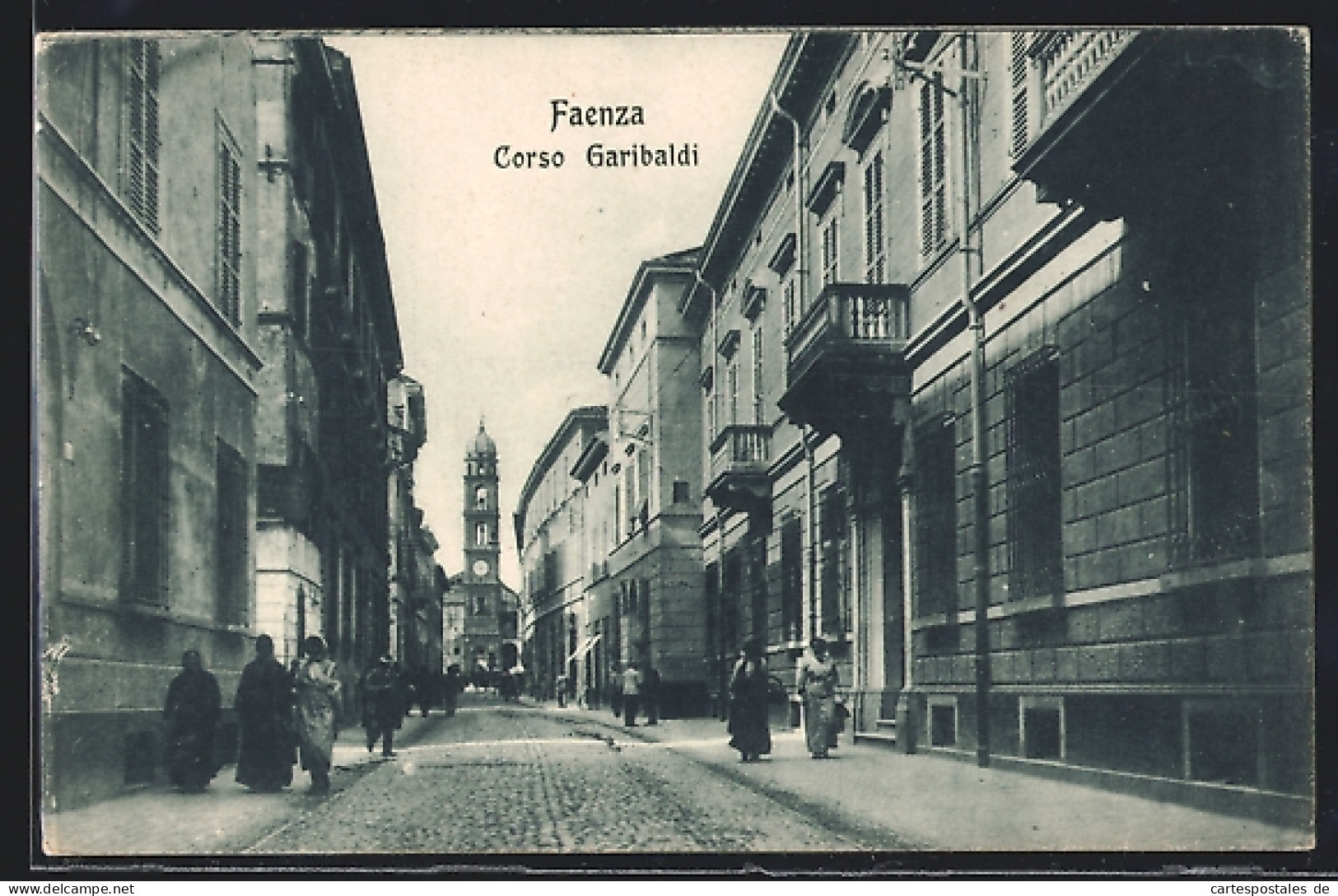 Cartolina Faenza, Corso Garibaldi  - Faenza