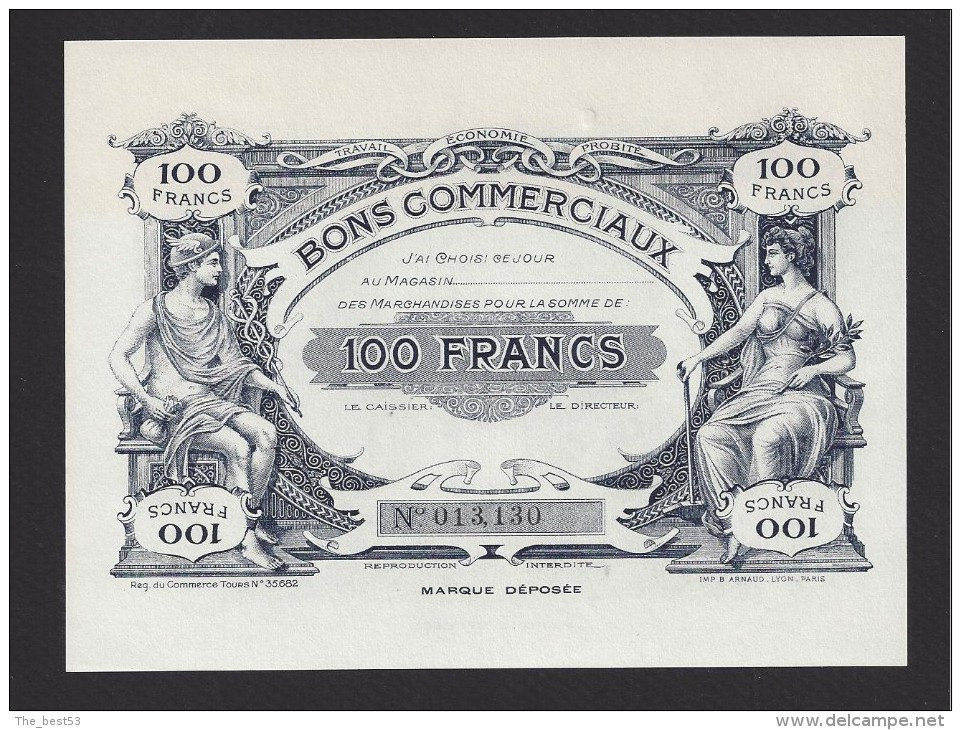 Bon Commercial De 100 Francs De La Villes De Tours - Bonds & Basic Needs