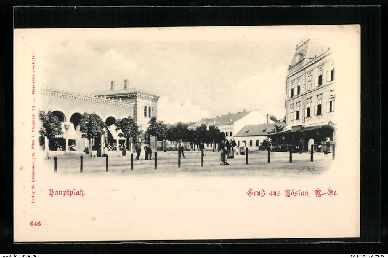 AK Vöslau /N.-Oe., Hauptplatz Mit Passanten  - Sonstige & Ohne Zuordnung