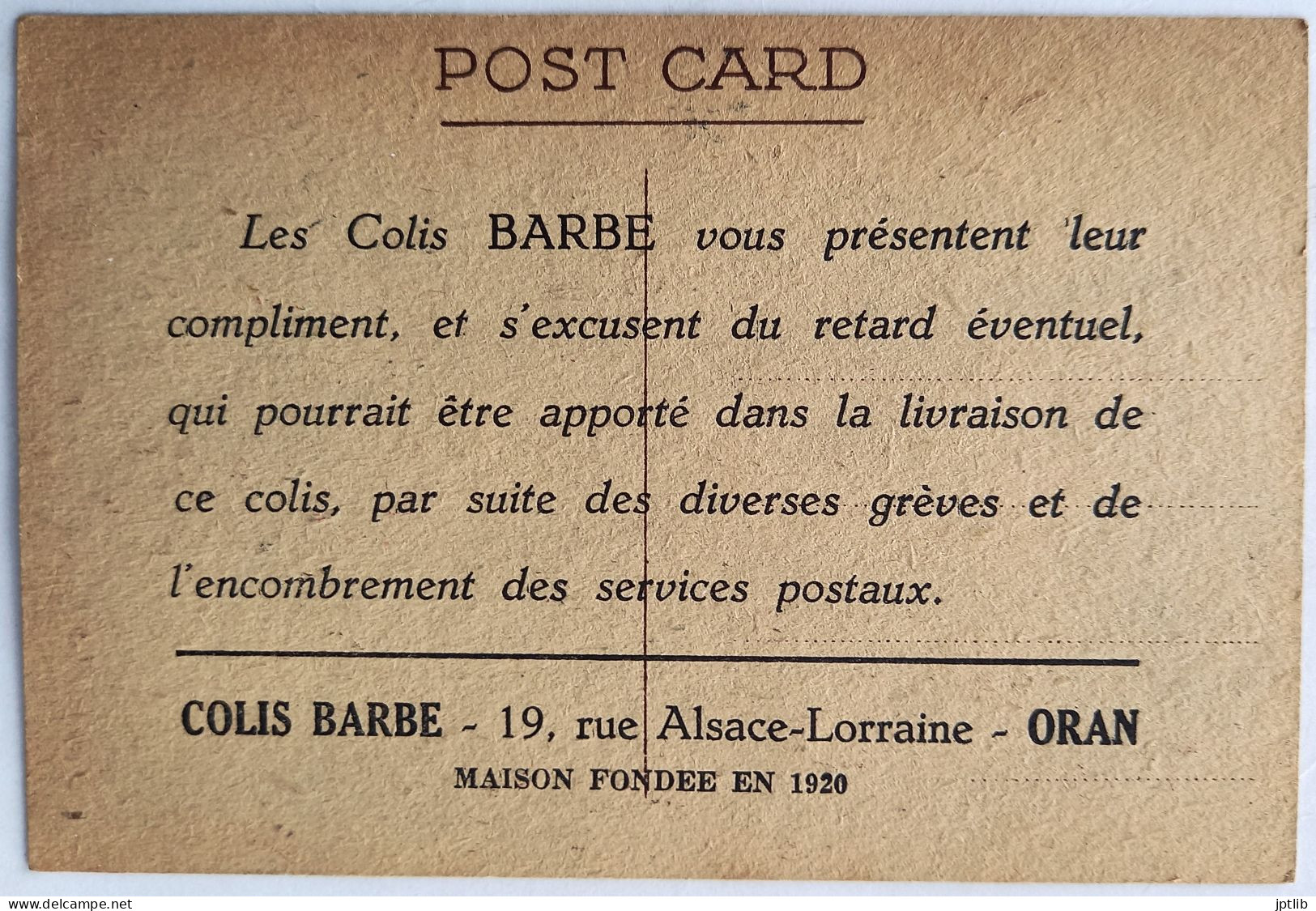 CPA Illustrateur / Ephemera / Publicité / Colis BARBE / Anonyme / [Oran] La Gare. - Zonder Classificatie