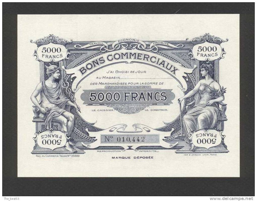 Bon Commercial De 5000 Francs De La Villes De Tours - Bonds & Basic Needs