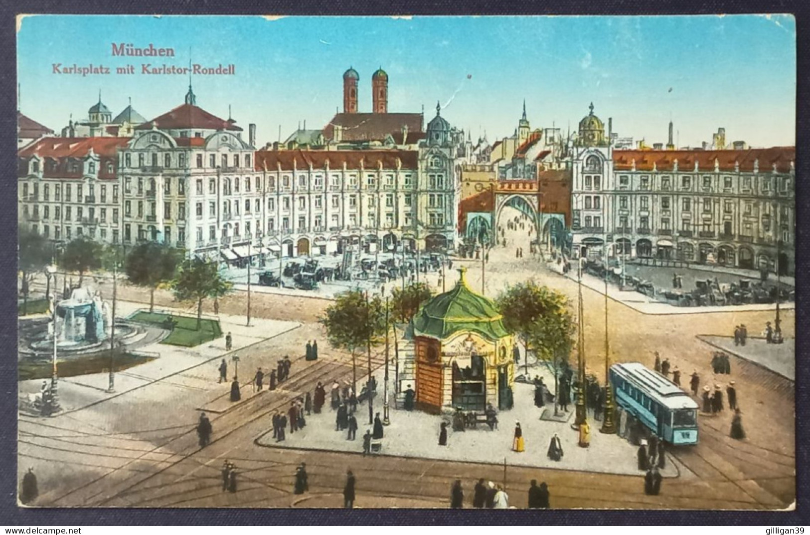 MÜNCHEN, Karlsplatz Mit Karlstor-Rondell, Straßenbahnhaltestelle, Feldpost 1916 - München