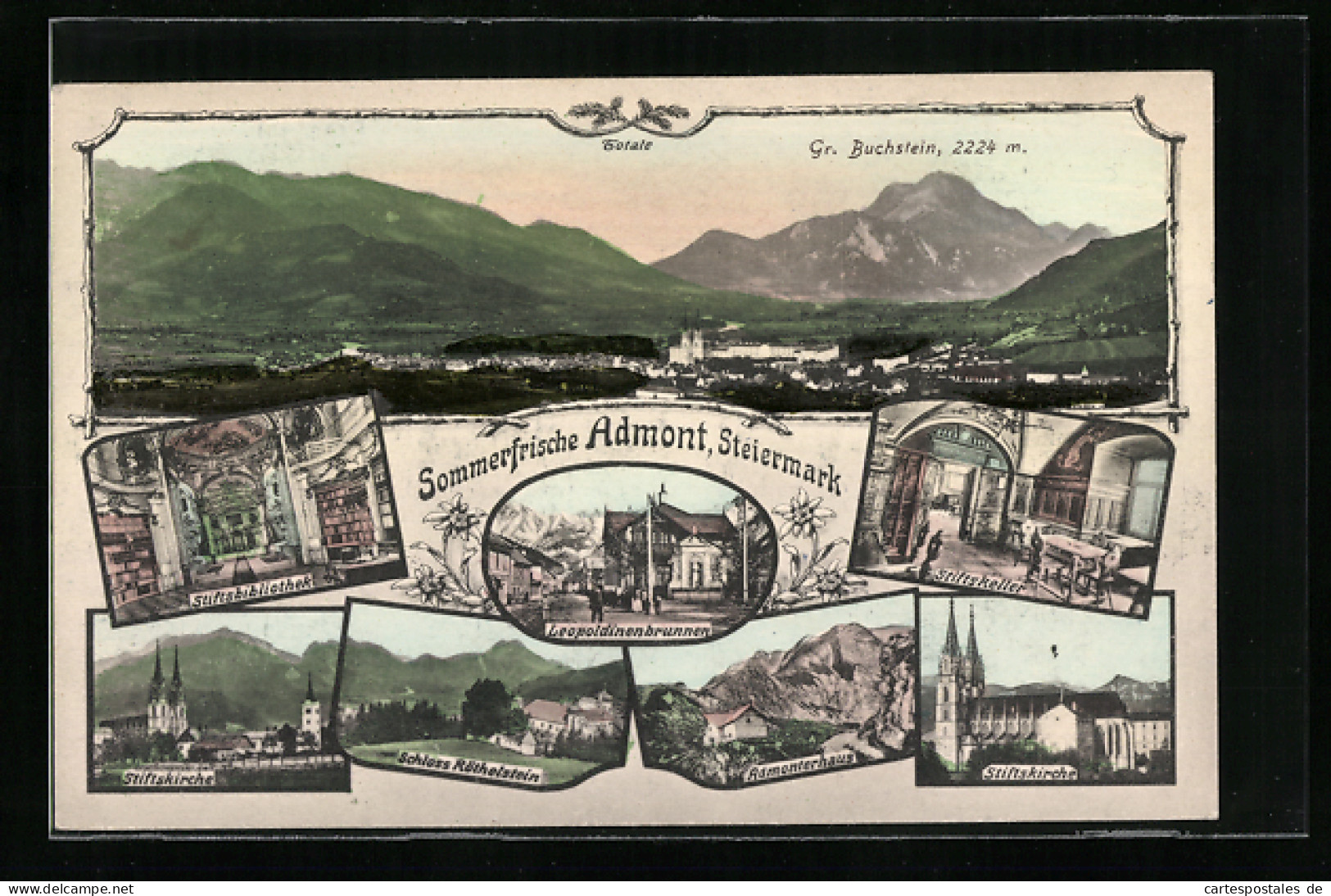 AK Admont, Stiftsbibliothek, Stiftskirche, Schloss Röthelstein, Admonterhaus  - Autres & Non Classés