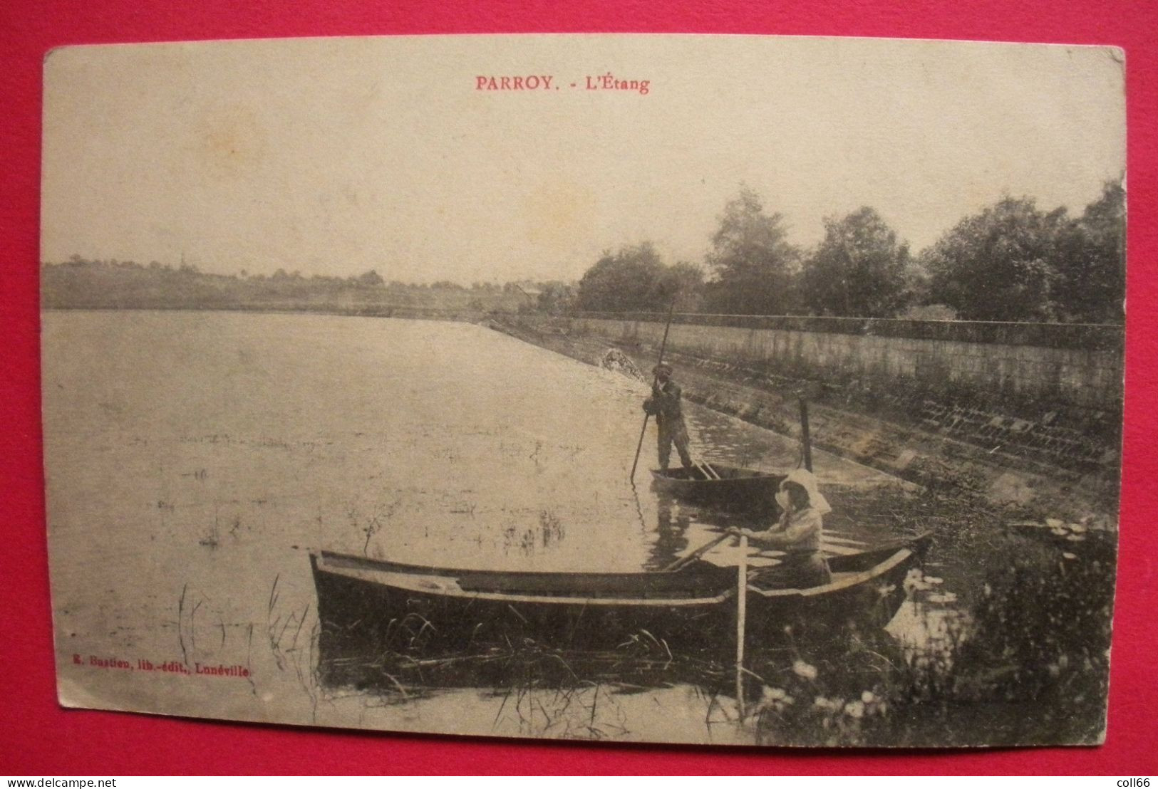 54 Parroy  Cpa L'étang Animée Avec Barques éditeur Visé Nancy A249 Dos Scanné - Altri & Non Classificati