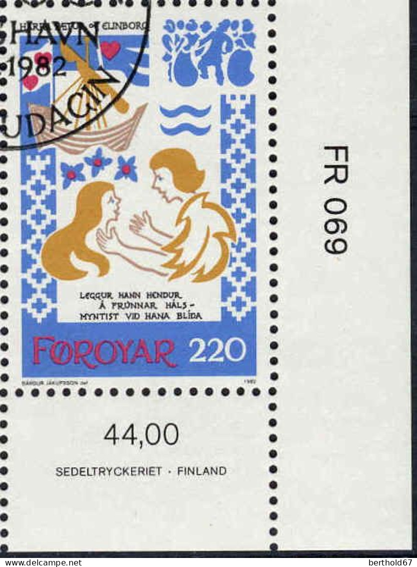 Feroe Poste Obl Yv: 69/72 Ballade Médiévale Harra Pætur Og Elinborg Coin D.feuille (TB Cachet Rond) - Faroe Islands