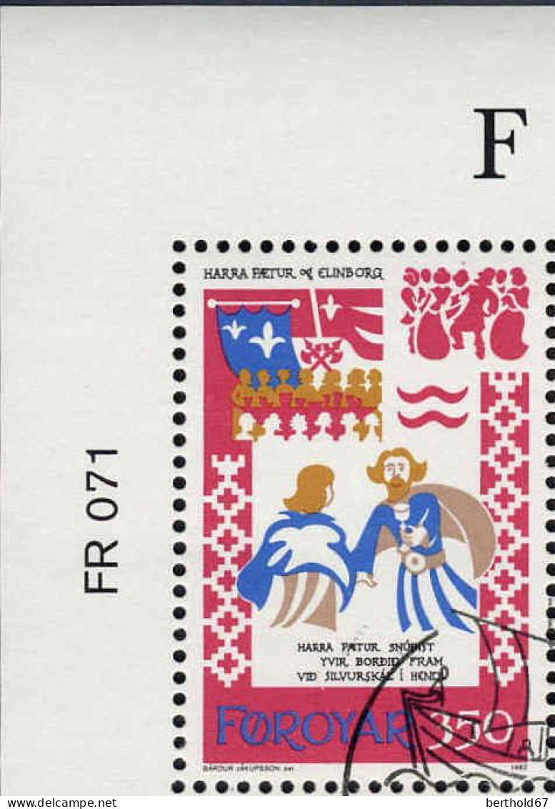 Feroe Poste Obl Yv: 69/72 Ballade Médiévale Harra Pætur Og Elinborg Coin D.feuille (TB Cachet Rond) - Féroé (Iles)