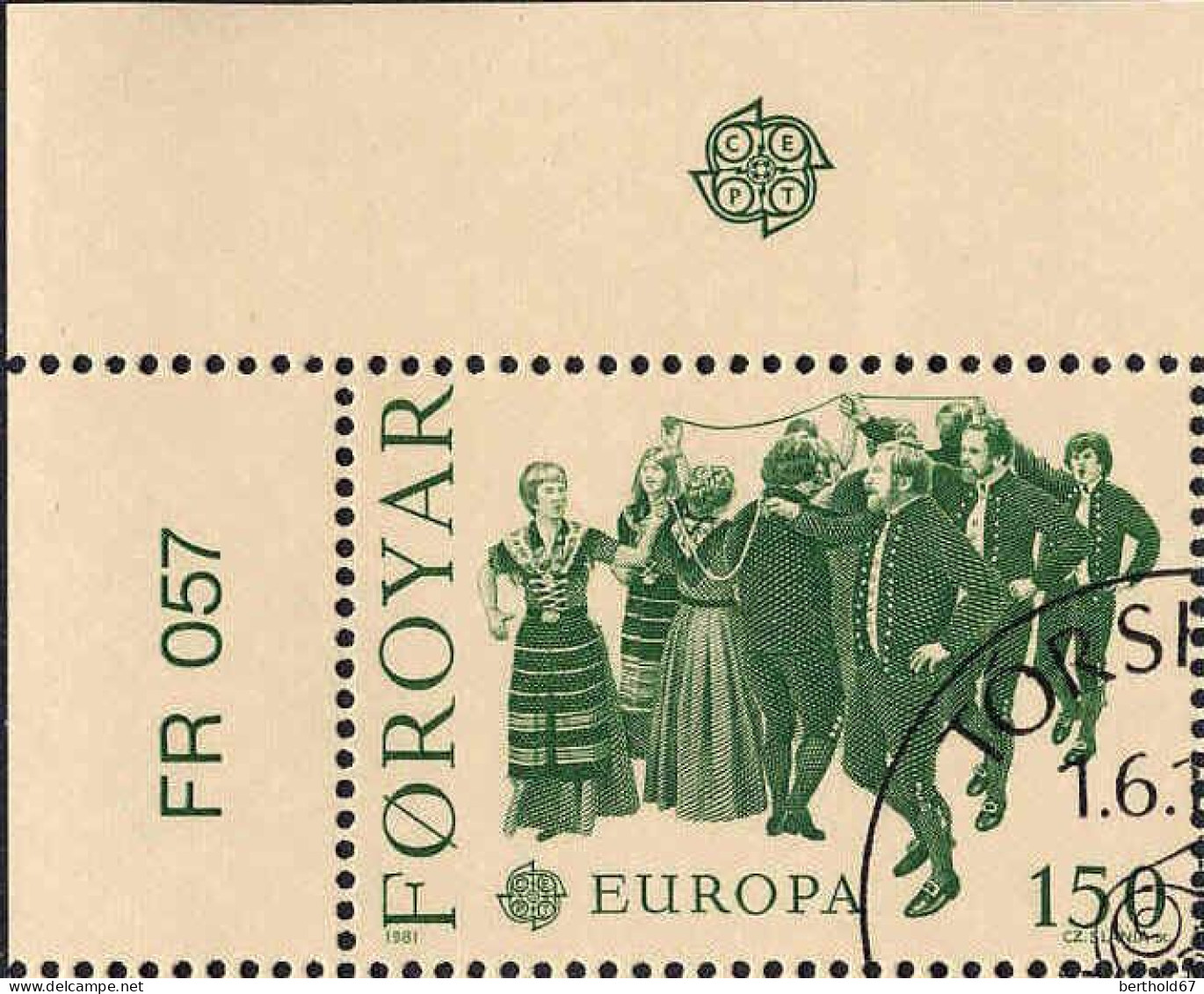 Feroe Poste Obl Yv: 57/58 Europa Cept Le Folklore Coin D.feuille (TB Cachet Rond) - Färöer Inseln