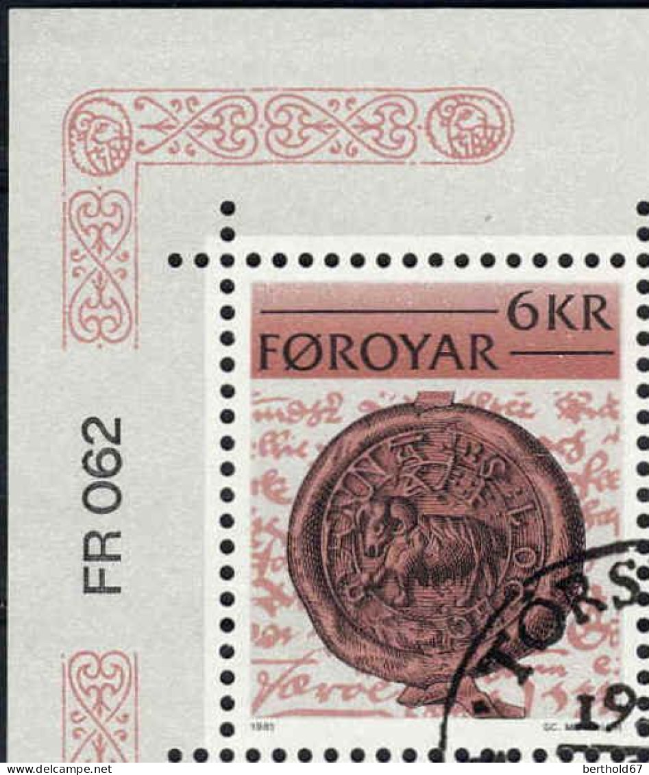 Feroe Poste Obl Yv: 59/63 Ecrits Historiques Des Îles Féroé Coin D.feuille (TB Cachet Rond) - Färöer Inseln