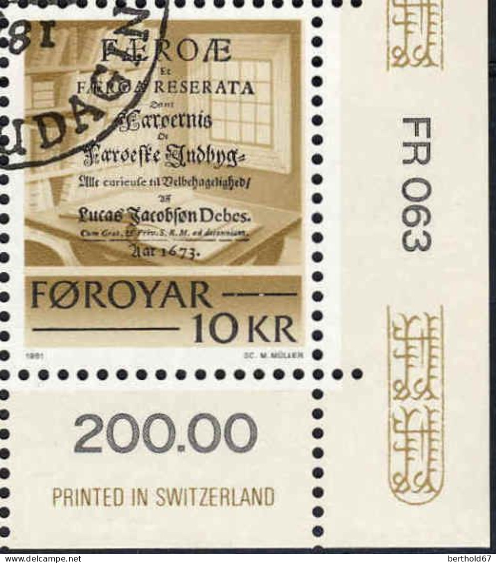 Feroe Poste Obl Yv: 59/63 Ecrits Historiques Des Îles Féroé Coin D.feuille (TB Cachet Rond) - Faroe Islands