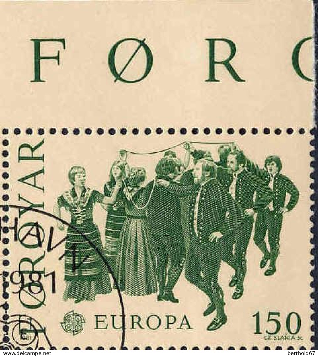 Feroe Poste Obl Yv: 57/58 Europa Cept Le Folklore Bord De Feuille (TB Cachet Rond) - Faroe Islands