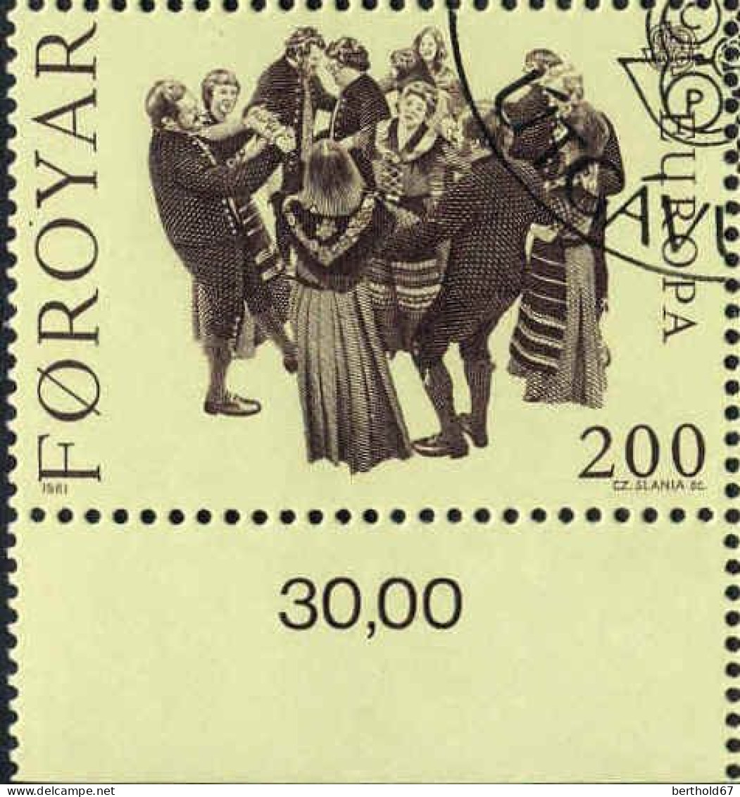 Feroe Poste Obl Yv: 57/58 Europa Cept Le Folklore Bord De Feuille (TB Cachet Rond) - Faroe Islands