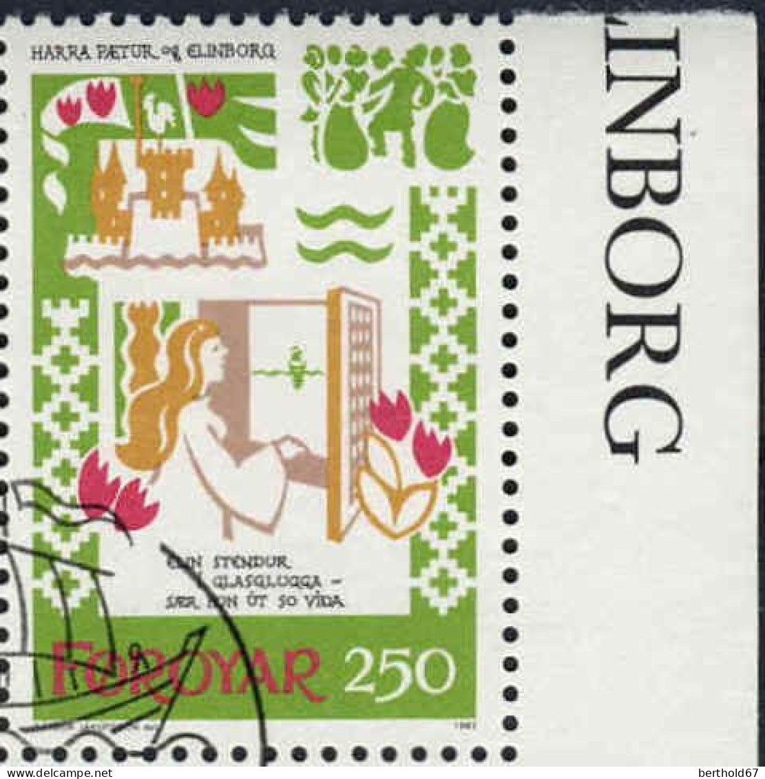 Feroe Poste Obl Yv: 69/72 Ballade Médiévale Harra Pætur Og Elinborg Bord De Feuille (TB Cachet Rond) - Faroe Islands