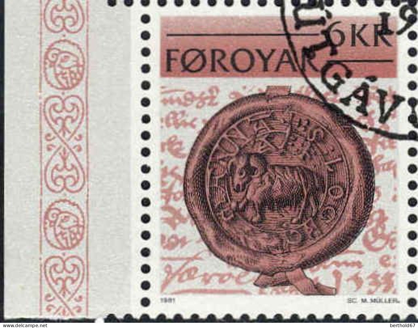 Feroe Poste Obl Yv: 59/63 Ecrits Historiques Des Îles Féroé Bord De Feuille (TB Cachet Rond) - Faroe Islands