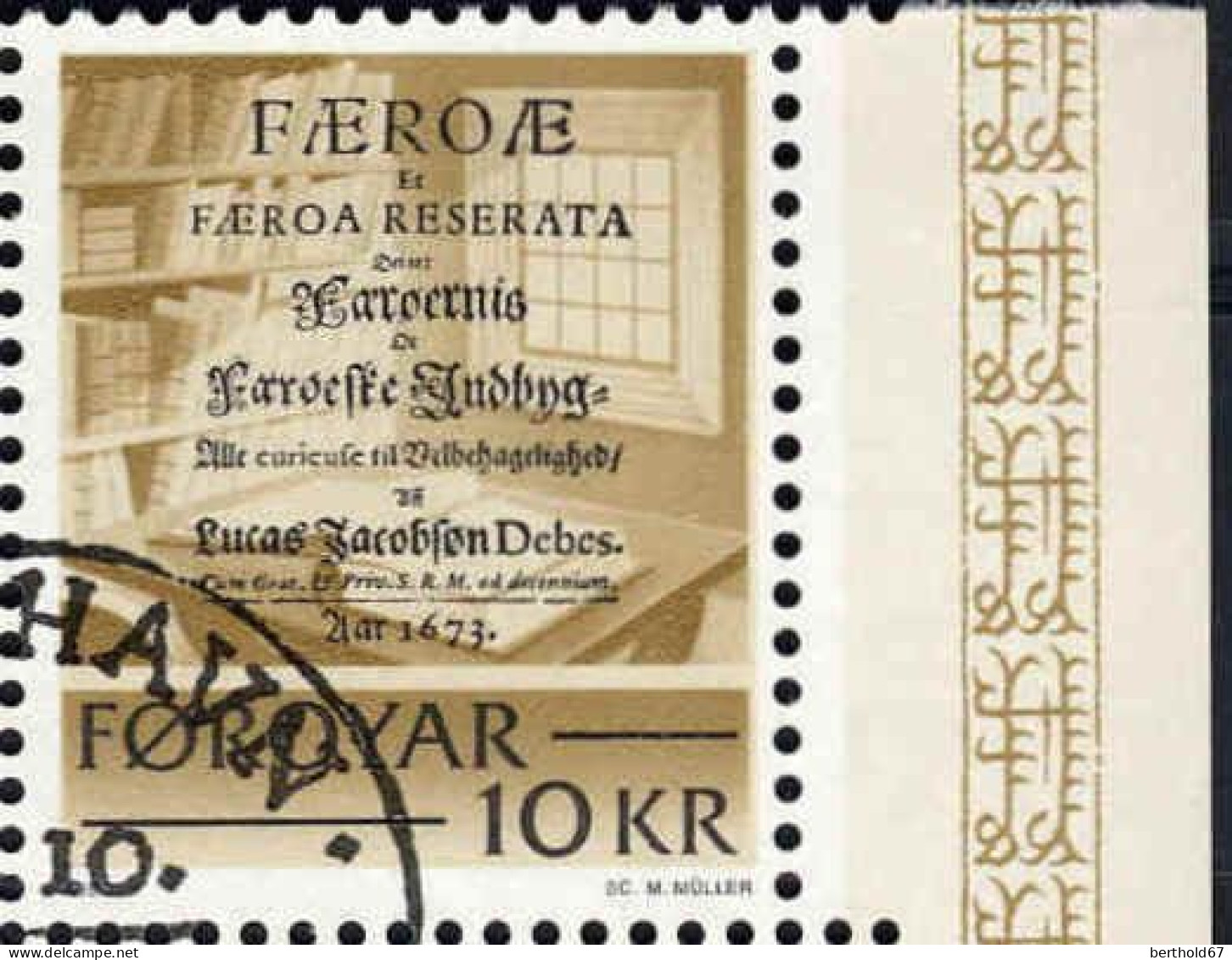 Feroe Poste Obl Yv: 59/63 Ecrits Historiques Des Îles Féroé Bord De Feuille (TB Cachet Rond) - Färöer Inseln